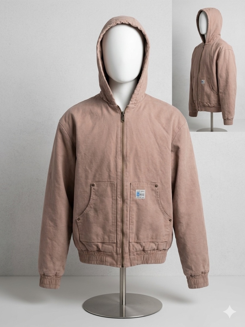 Unbranded Women's Hooded Utility Jacket in Dusty Rose